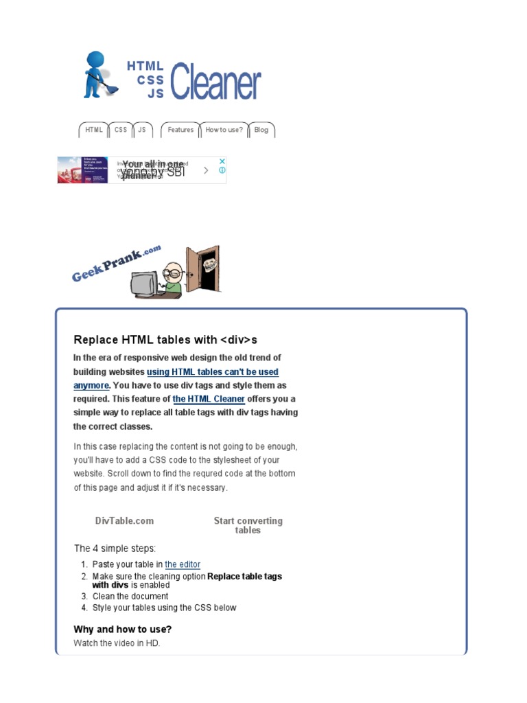 Replace HTML Table With Divs | PDF | Html Element | Html