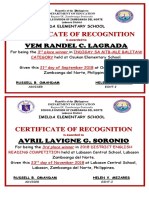 Text Text: Certificate of Recognition