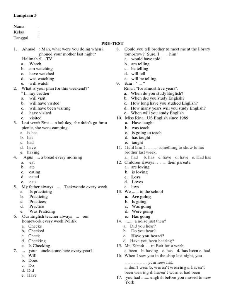 Pre Test 45 | PDF