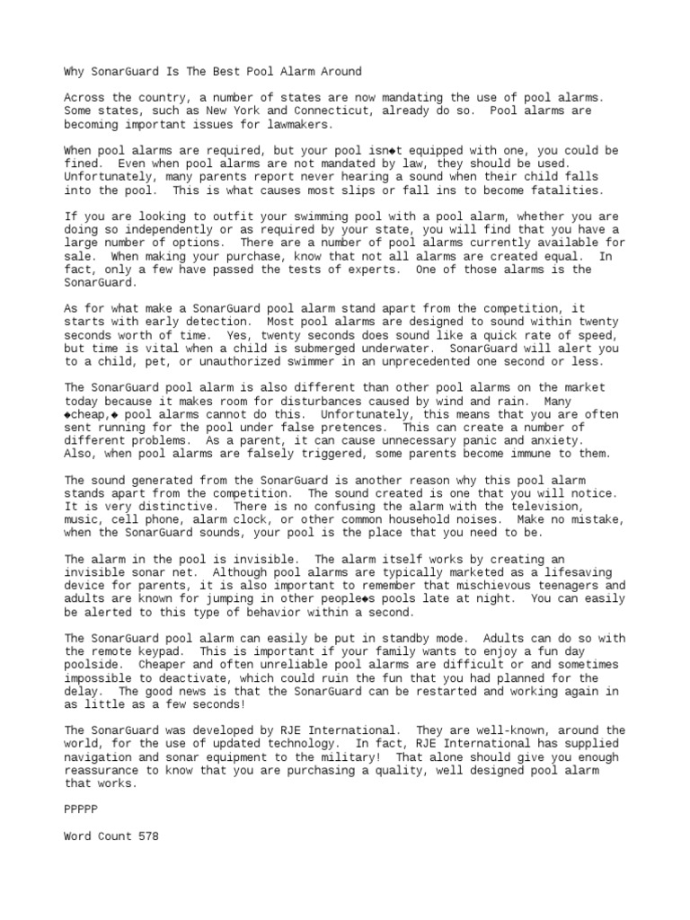 Why SonarGuard Is The Best Pool Alarm Around PDF