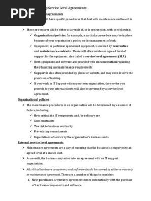 Develop Service Level Agreements Lo2