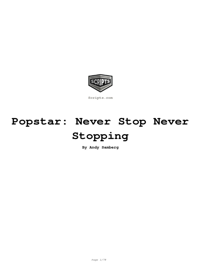 Popstar Never Stop Never Stopping PDF Leisure