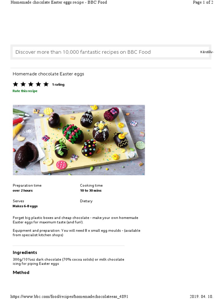 Homemade Chocolate Easter Eggs Recipe | PDF | Chocolate | Egg As Food