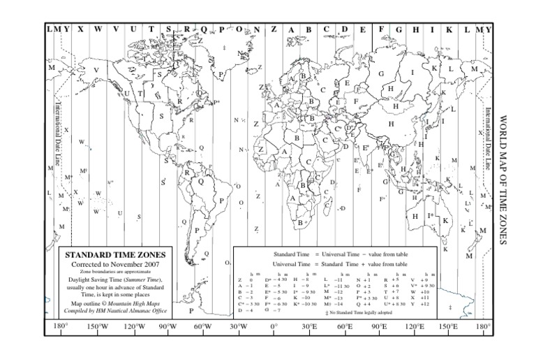 Time Zone Map | PDF | Navigation | Physical Quantities
