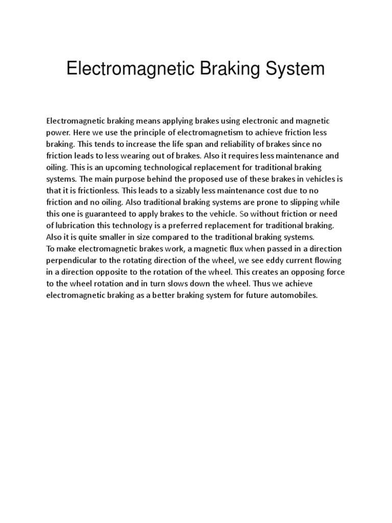 literature review of electromagnetic braking system