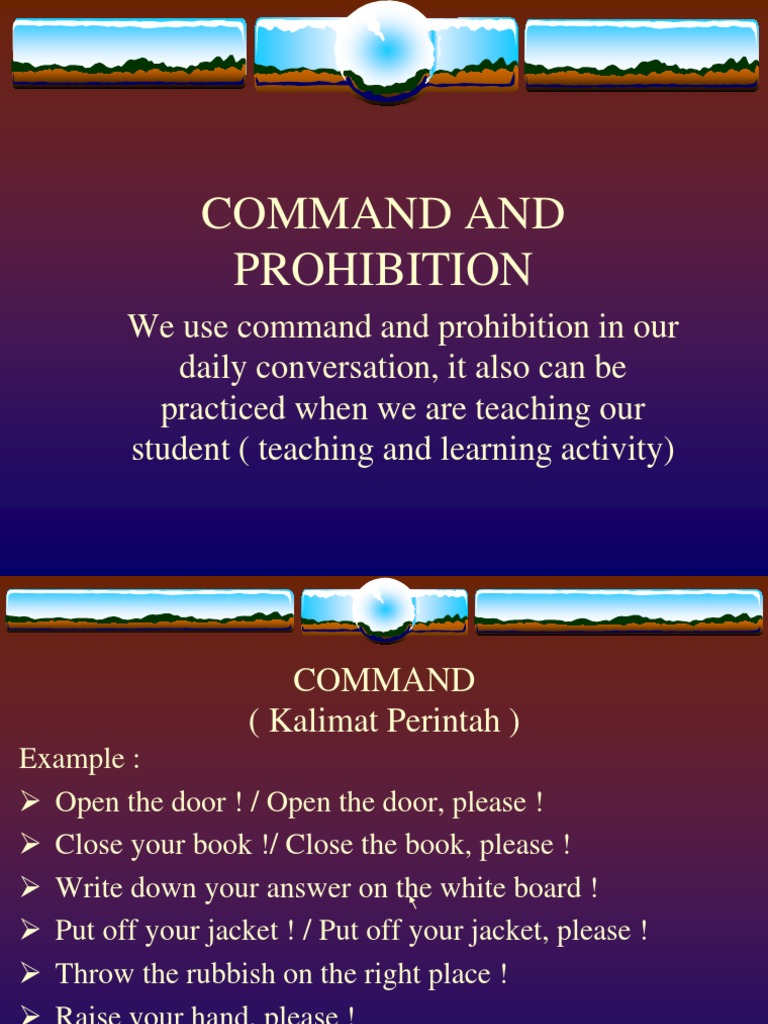 Command and Prohibition Examples | PDF | Verb | Syntactic Relationships
