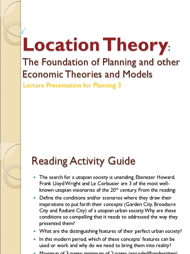 Location Theory The Foundation of Planning and other Economic Theories and Models Economics
