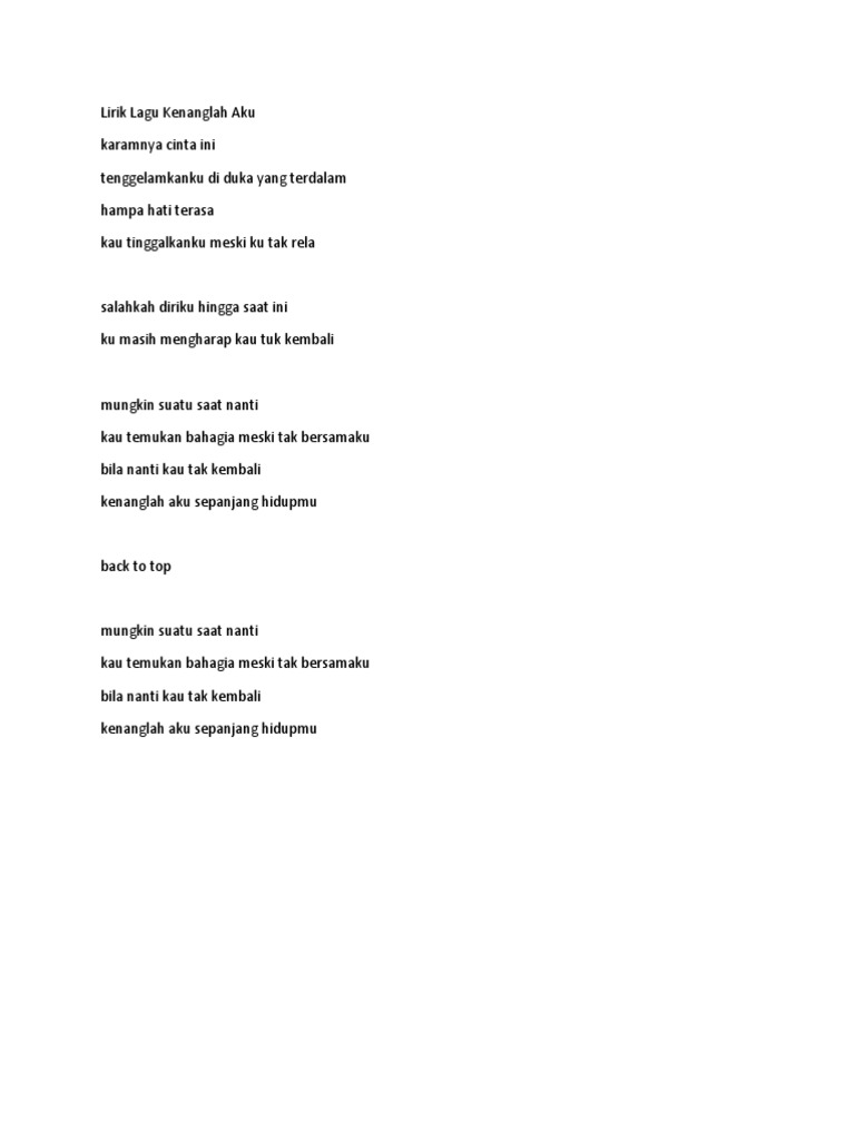 Lirik Lagu Kenanglah Aku Pdf