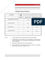 Internal Audit Schedule: Activity Year 2016 Month March 2016 September 2016