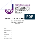 Faculty of Aplied Sciences: Laboratory Report Organic Chemistry CHM457