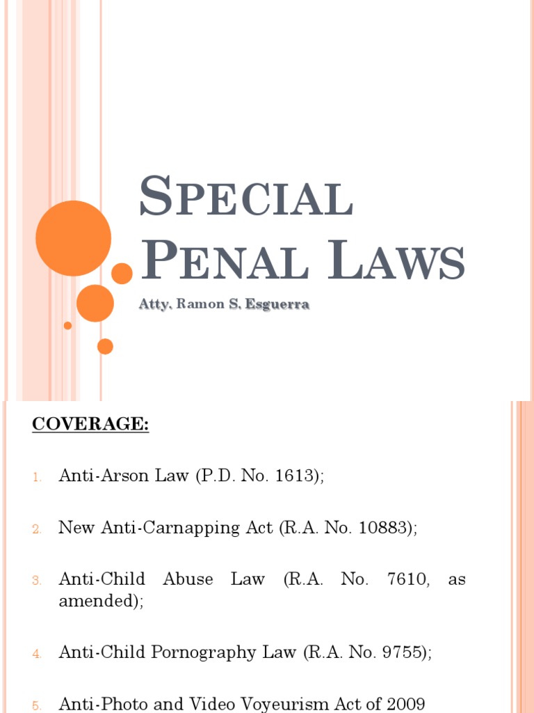 2018 Special Penal Laws Revised PDF Child Abuse Theft