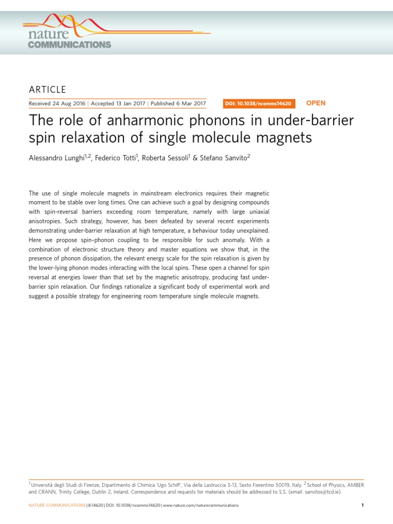 Anharmonic Phonons in Spin Relaxation | PDF | Relaxation (Nmr) | Phonon