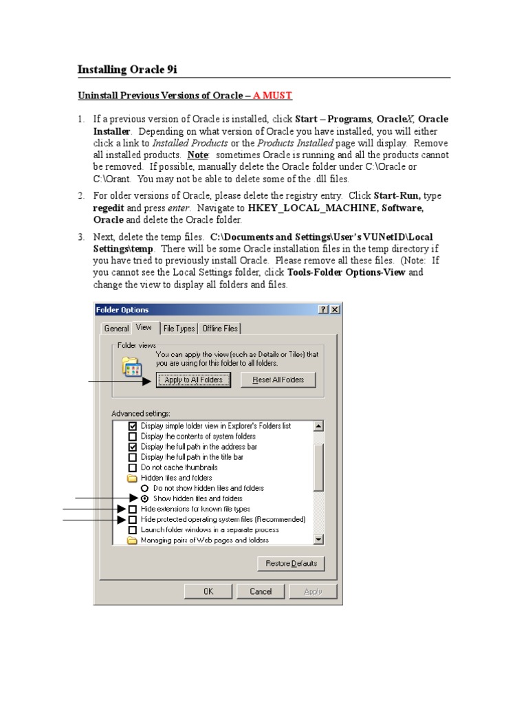 Oracle 9i Installation Instructions | Oracle Database | Microsoft Windows