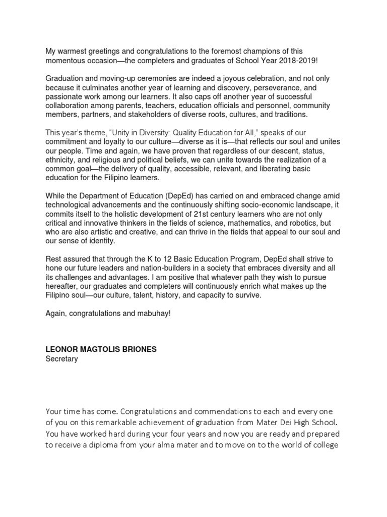 Graduation Reflections on Filipino Values | PDF