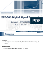 ELE-506 Digital Signal Processing: Lecture 1 - INTRODUCTION