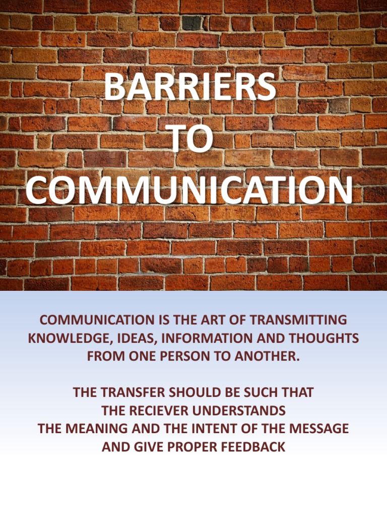 Barriers To Communication PDF Communication Information