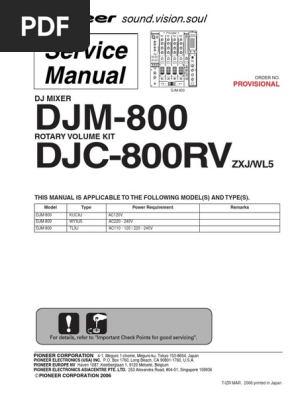 DJM-800 Service Manual Overview | PDF | Electrical Connector
