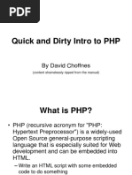 Quick and Dirty Intro To PHP: by David Choffnes