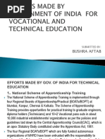 Efforts Made by Government of India For Vocational