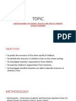 Topic: Understanding The Mental Health Concerns of Primary School Children