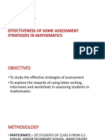 Topic:-: Effectiveness of Some Assessment Strategies in Mathematics