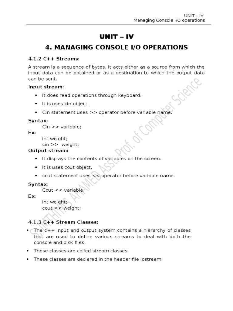 CPlus Course Notes - File I/O