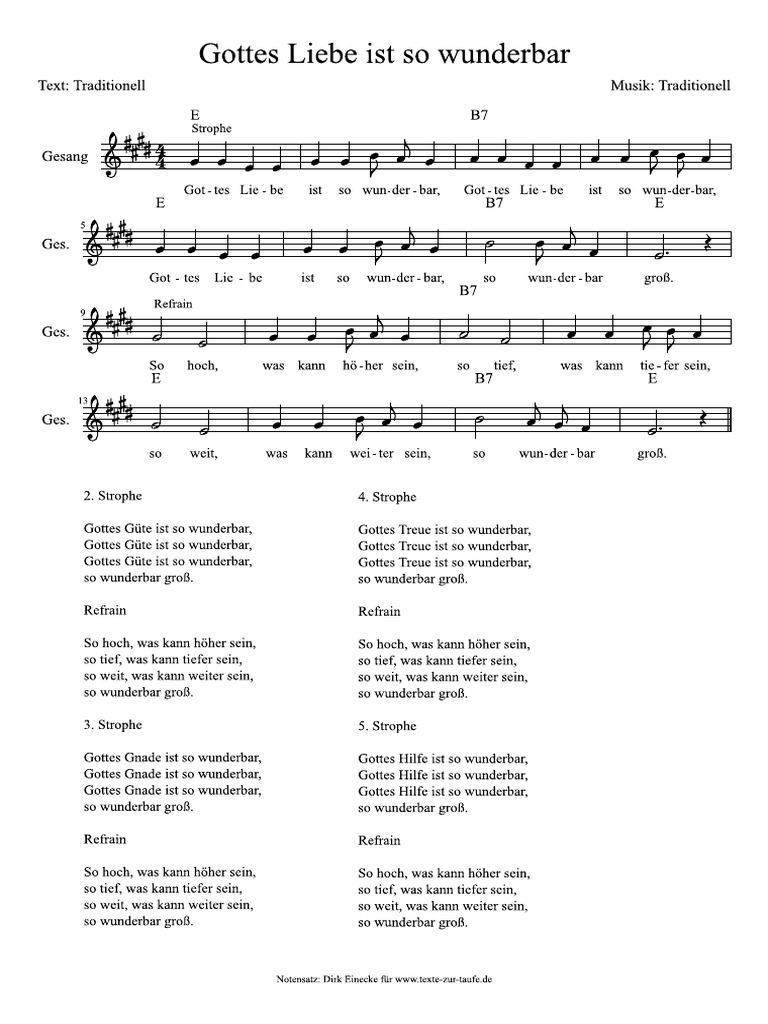 Gottes Liebe Ist So Wunderbar E Dur PDF PDF