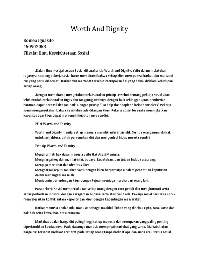 Worth And Dignity Pdf