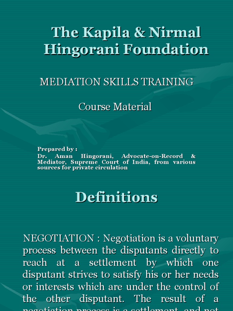 Mediation Skills Training Pdf Mediation Bargaining