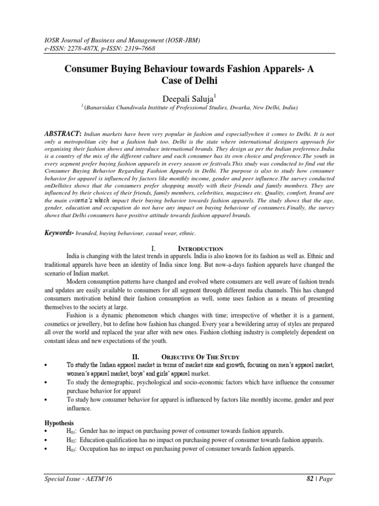 Delhi Fashion Apparel Buying Behavior | PDF | Chi Squared Test ...