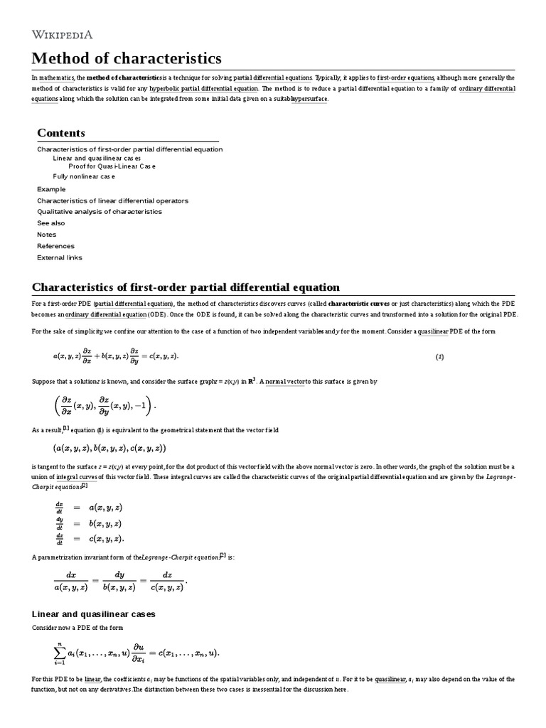 Method of Characteristics | Download Free PDF | Partial Differential ...