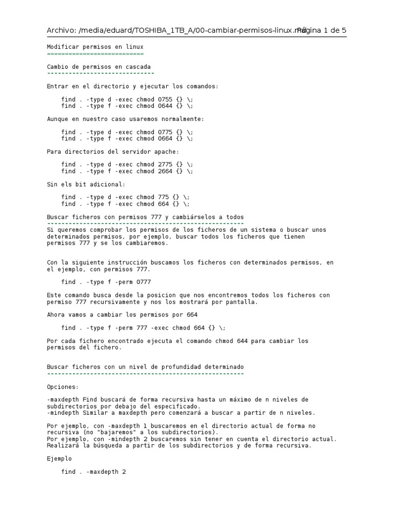 00 Cambiar Permisos Linux - MD | PDF | Tecnología de sistema operativo ...