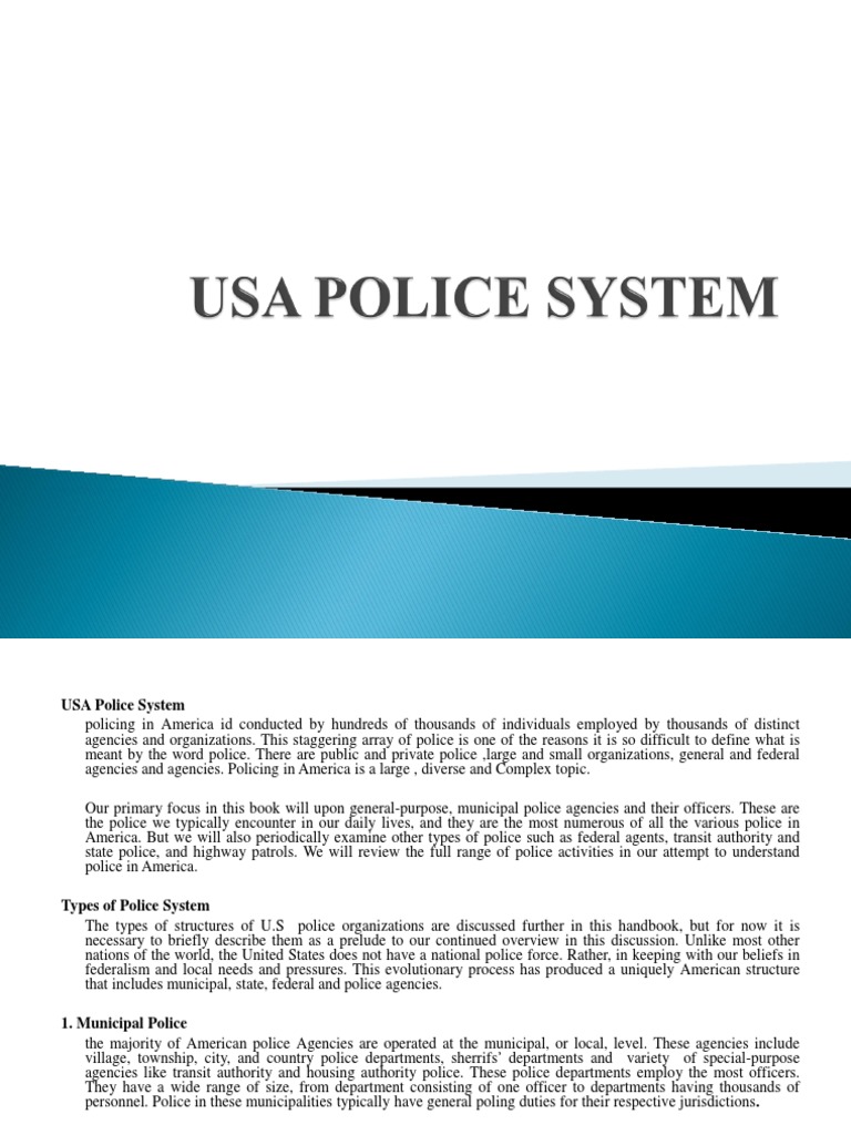 Usa Police System | PDF | Sheriffs In The United States | Police Officer