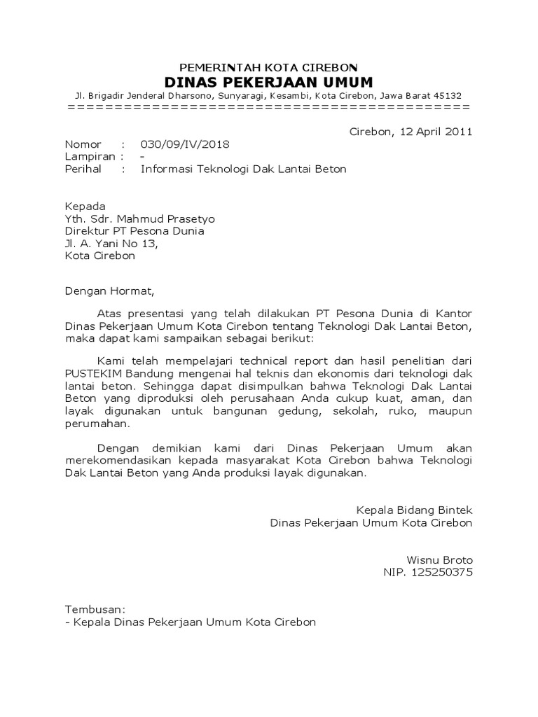 Contoh Surat Dinas