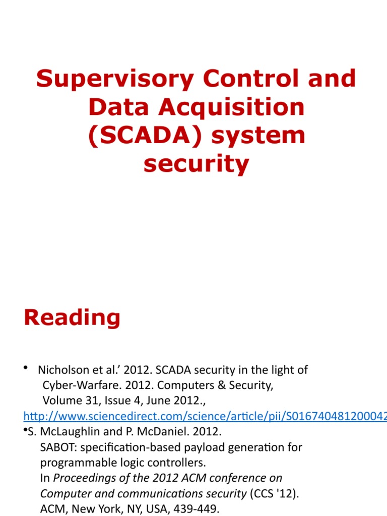 Supervisory Control and Data Acquisition (SCADA) System Security ...