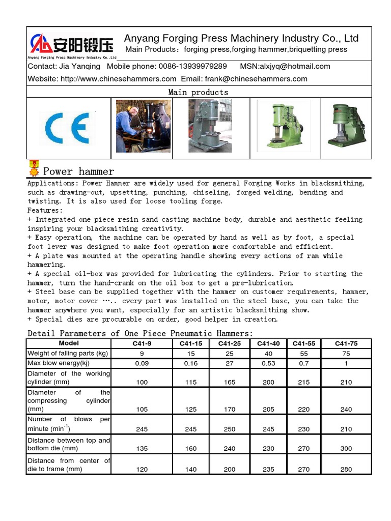 Anyang Power Hammer Pdf Forging Blacksmith