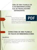 Estructura planilla de pagos de remuneraciones