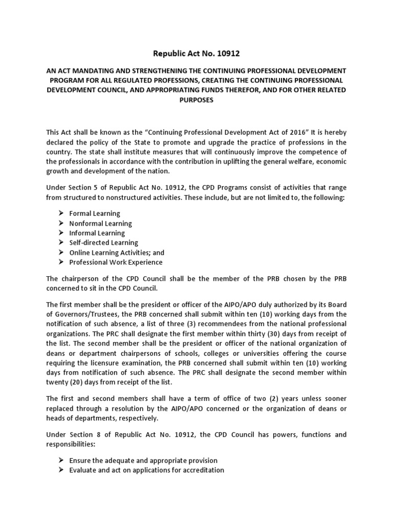 What Is Republic Act 10912