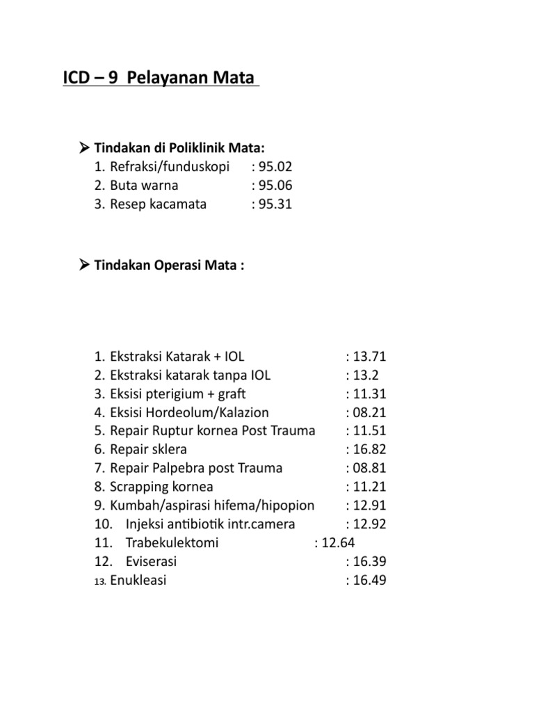 ICD-9 Mata | PDF