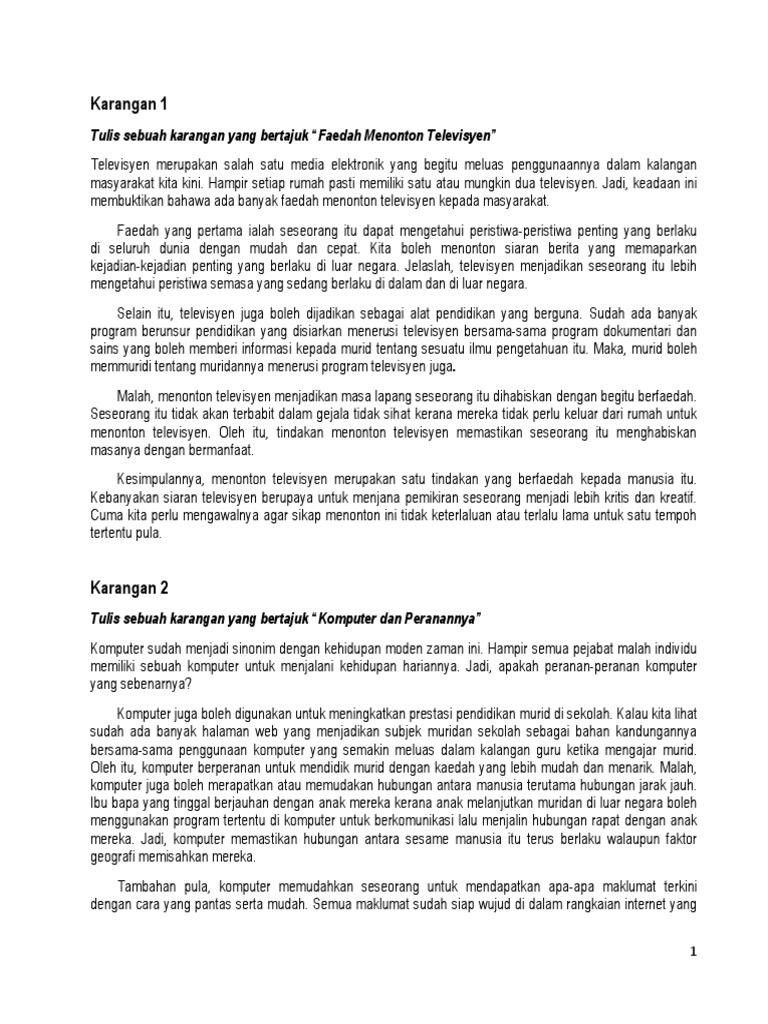 Kertas 2 54 Karangan Contoh E Buku Pdf