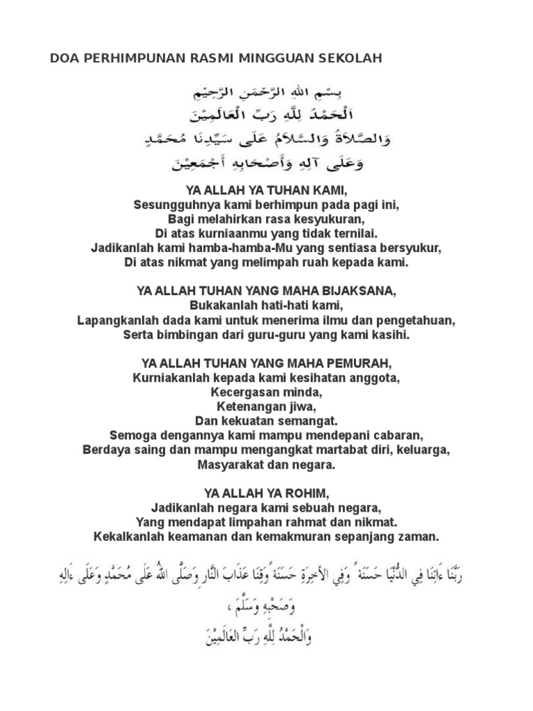 Doa Perhimpunan Pagi Pdf
