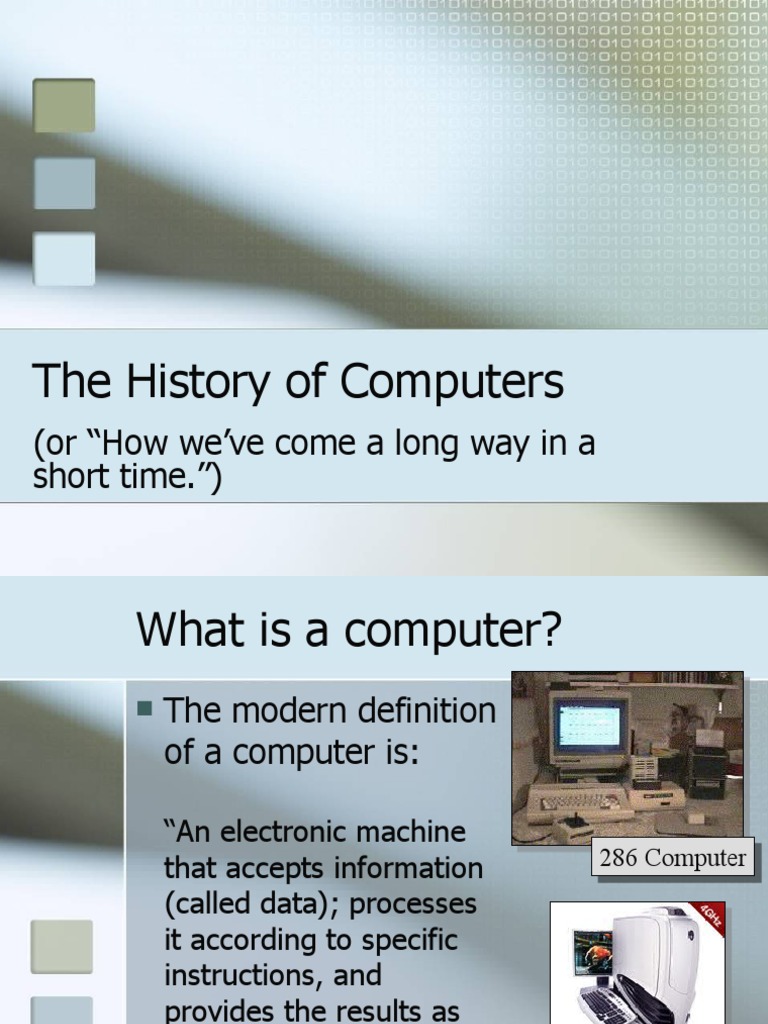 The History of Computers (Or "How We've Come A Long Way in A Short Time.") PDF Personal