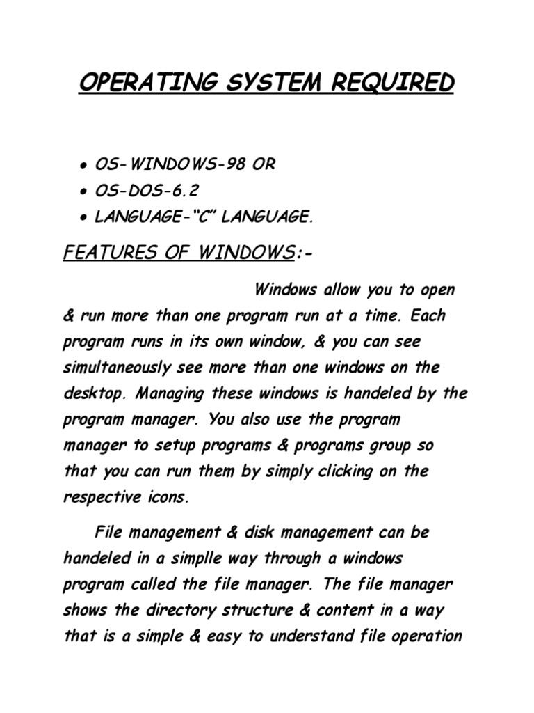 Windows 98 and DOS 6.2 Features Overview | PDF | Art | Computers