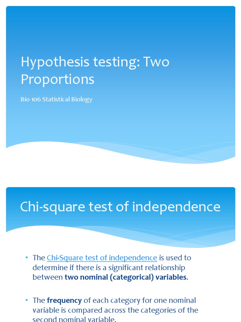Chi-Square Test for Two Proportions | PDF | Chi Squared Test ...