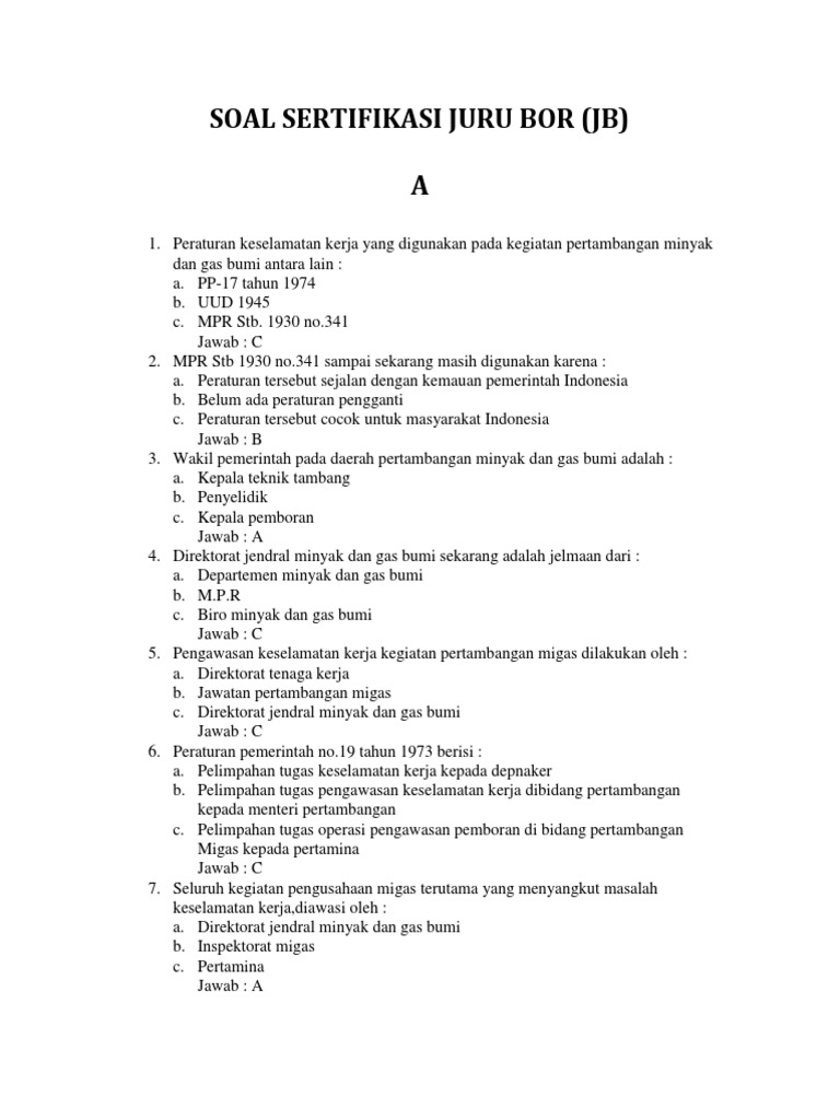 Soal Sertifikasi Juru Bor Docx