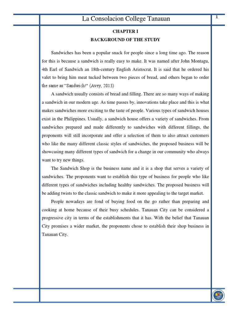 Sandwich stall business plan picture