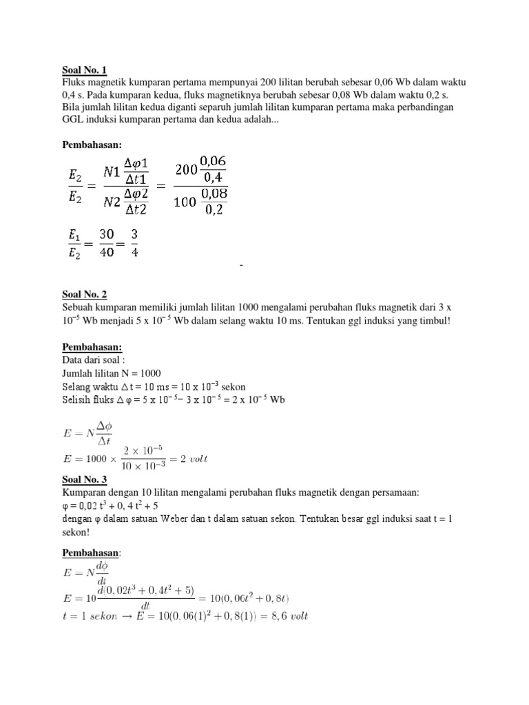 Soal Induksi Elektromagnetik Kelas 12 | PDF