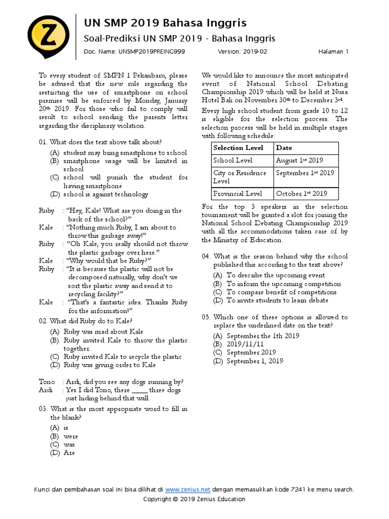 Prediksi Un 2019 1 Pdf Ph Nature