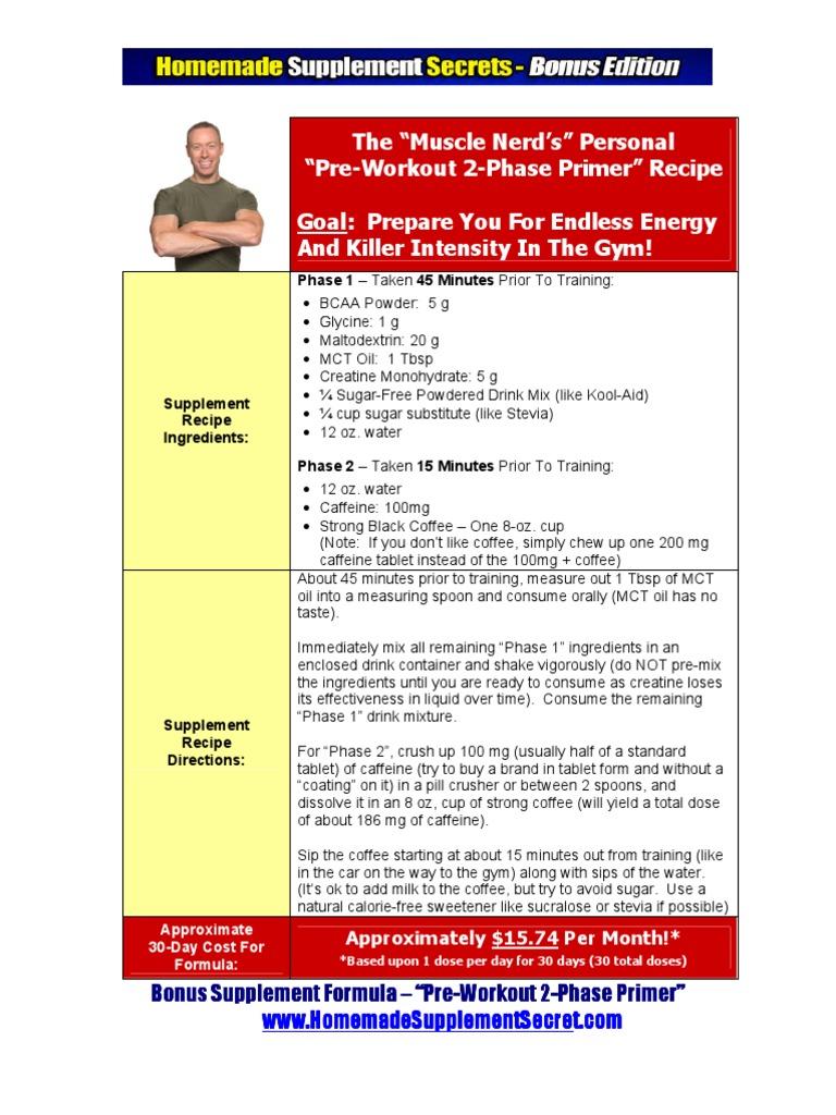 PreWorkout Homemade Supplement Drink PDF Glucose Carbohydrates