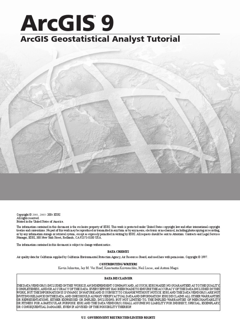 Arcgis 9: Arcgis Geostatistical Analyst Tutorial | PDF | Arc Gis | Esri